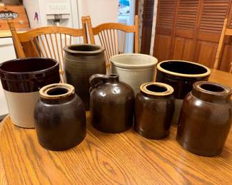 Vintage stoneware crocks & jug