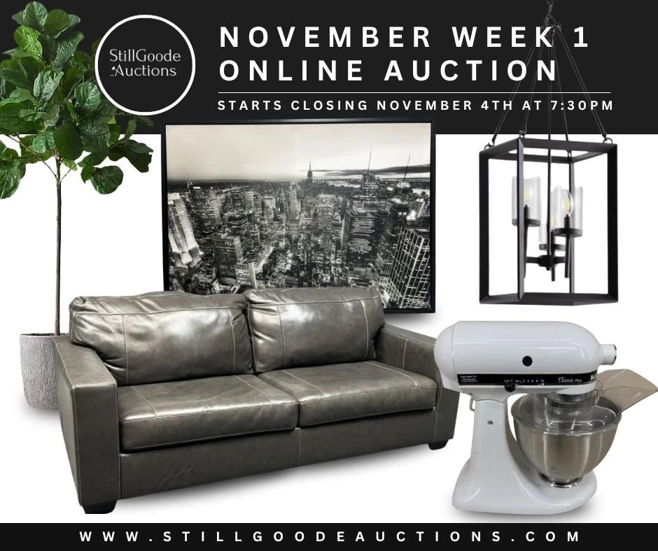 Furniture, antiques, art glass, Murano glass, large appliances, small appliances, coins, gold, sterling silver, quilting supplies, toys,  and more!