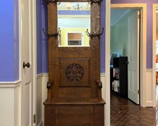 Quarter-Sawn Oak Hall Tree Bench