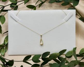 14k and Cultured Pearl Drop Necklace