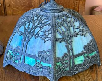 Slag Glass Chandelier & Tiffany Style Lamp Shade