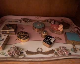 vintage pill and makeup boxes