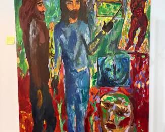 Signed Painting, 1990, Joe Reno, The Philosopher