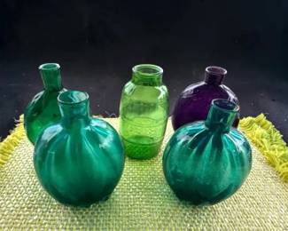 Four Metropolitan Museum of Art Hand Blown Glass Flask or Vase. More