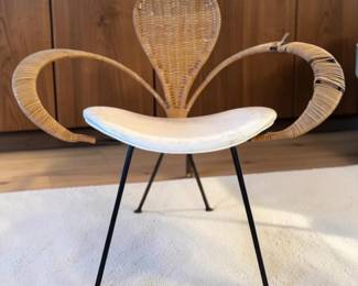 Mid 20thc. Arthur Umanoff for Shaver Howard Rattan Ribbon Chair