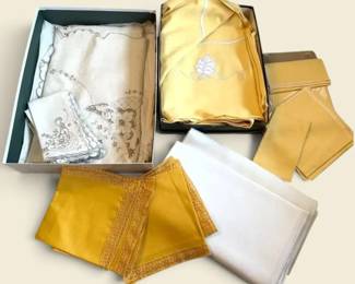 Vintage Table Linens including Madeirastyle HandEmbroidered Set