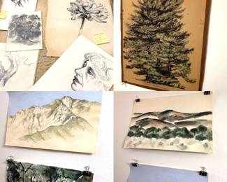 Original Robert Nicolais Watercolors Charcoal Drawings