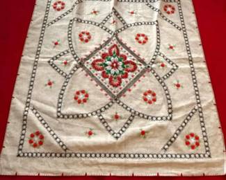 Vintage Hungarian Folk Art HandEmbroidered Tablecloth