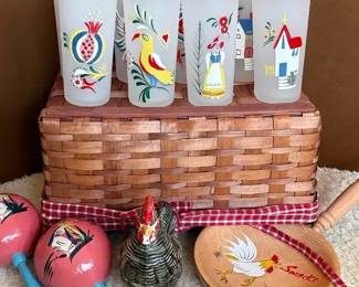 Colorful PA Dutch Folk Art Glasses Picnic Party Decor