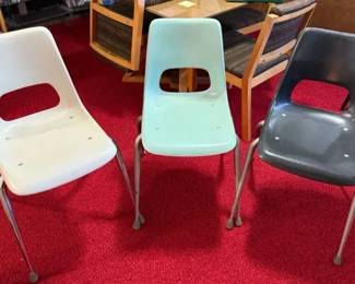 Three Molded Fiberglass Chairs