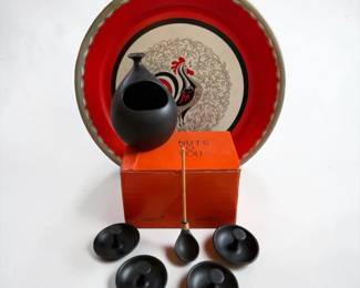 MCM 5Piece LaGardo Tackett Nuts To You Set Metal Rooster Tray