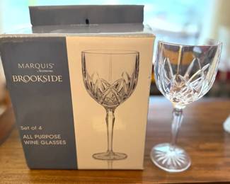 Four Waterford Marquise Wine Stemware Glasses
