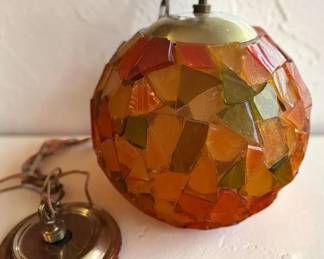 1960S Chunky Lucite Ball Hanging Swag Light Fixture