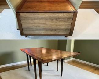 MCM Drexel Perspective Dinning Table by Milo Baughman, w Inserts Chairs