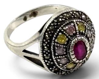 Sterling Silver Ring with Gemstones