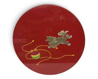 Red Lacquered wall plaque