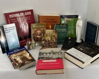 Religious Books and Collection of Crosses, Crucifixes, Ichthus Plaque