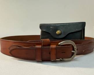 Bianchi 38 34 Ranger Belt with Hunter Leather Pouch