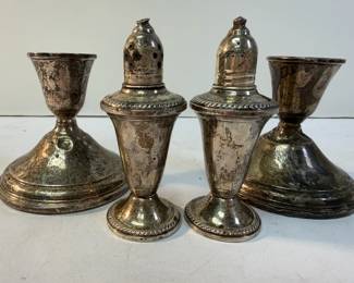 Sterling Weighted SaltPepper and Candle Holders
