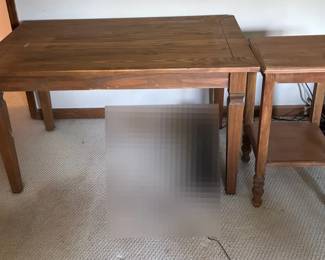 Wood Desk and Side Table