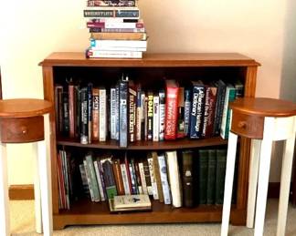 Bookshelf with Books Pair of Accent Tables