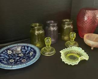Various Pieces of Colored Glass Includes Potential Uranium Glass