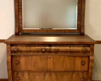 Biedermeier Style Wood Dresser with Mirror
