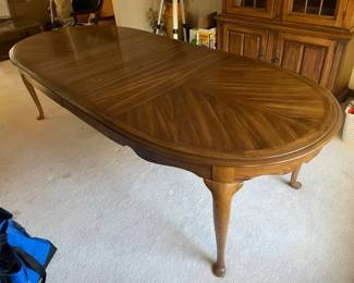 Large Oval Wood Dining Room Table W Two Leaves