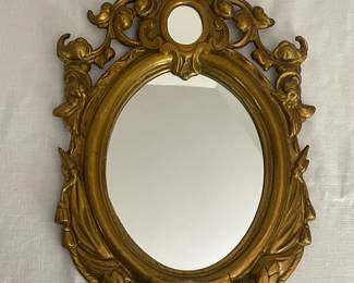 Vintage FederalStyle Solid Brass Oval Wall Mirror