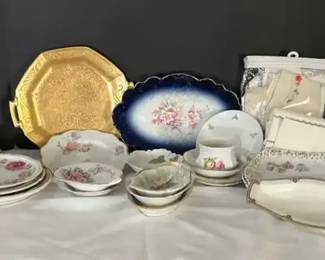 Variety of China Plates, Platters and Tea Cups