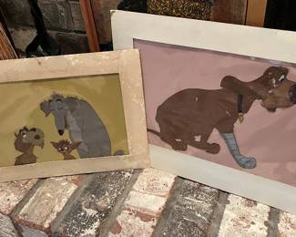Original Walt Disney hand painted celluloid drawings from Lady & The Tramp 