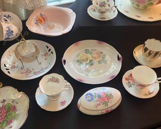 Floral vintage plates and tea cups