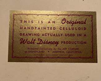 Original Walt Disney hand painted celluloid drawings from Lady & The Tramp