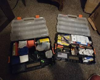 2 Portable Tool Organizers with Assorted Tools, Cleaning Supplies Accessories
