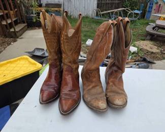 2 Pairs of Mens Western Cowboy Boots Brown Leather ExoticStyle