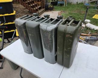 4 MilitaryStyle Metal Jerry Cans Olive Drab Fuel Containers