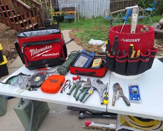 Milwaukee Packout Husky Tool Bags with Assorted Hand Tools