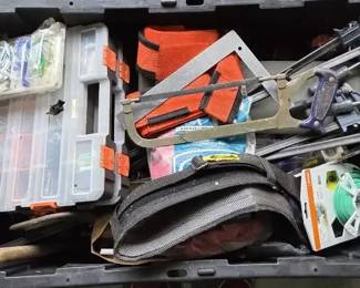 Assorted Hand Tools, Clamps, Hardware Organizers Tool Bags