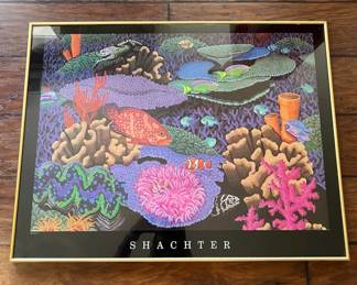 Vintage Steve Shachter Coral Reef Art Print 23 x 30 Framed Sea Life