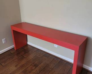 Midcentury Modern Red Waterfall Desk 6 Feet Long