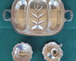 Deykin SonsDeykin Harrisons Weighted Silver Silver Plated Tray, Dish, Candleholder