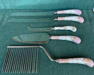 Vintage W.M. AdamsA.E. Lewis Floraine Sheffield Dessert Serving Set 5 Pcs