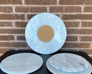 Vintage Marble Cheeseboard Lazy Susan Pastry Slab Lot Made in Italy