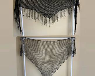 Beaded Knit Triangle Shawl Pair