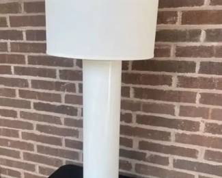 Vintage White Gloss Cylinder Table Lamp W Rotary Switch 40 Tall