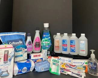 Hygiene Products Lot Toothpaste, Flushable Wipes, Razors, Mouth Wash, Rubbing Alcohol