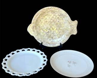 Vintage Peasant Village PV Italy Ceramic Fish Platter 16.5 Signed More