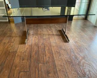 Chrome Rosewood IBeam Glass Dining Table