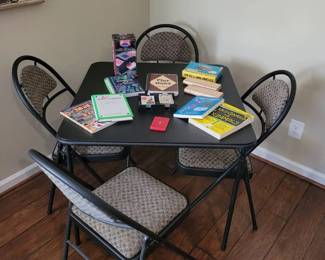 Bridge Club Host Lot Samsonite Card Table Chairs, Books More