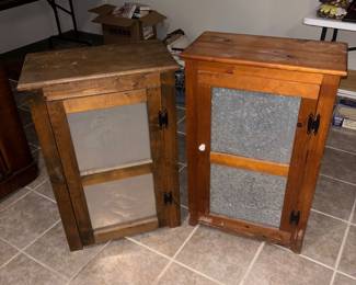 Two small pie safes